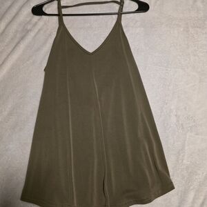Olive Green Sleeveless V-Neck Top